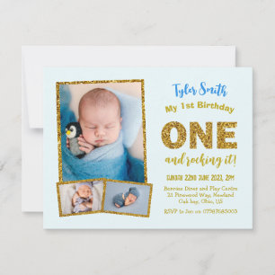 1e Verjaardag Uitnodiging, EEN jongens eerste verj Kaart