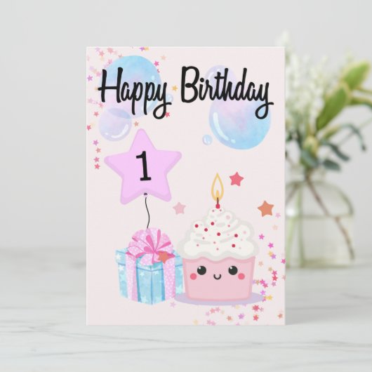 1e verjaardag - Uitnodiging - Feest (Staand voorkant)