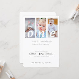 1e Verjaardag Uitnodiging Foto Jongen, Feestuitnod