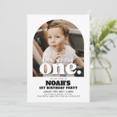 1e verjaardag uitnodiging Kijk wie is een uitnodig (Staand voorkant)