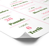 1e verjaardag van de bloementeelt roze poster (Hoek)