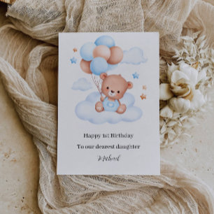 1e verjaardag van de Cute Teddy Bear Kaart