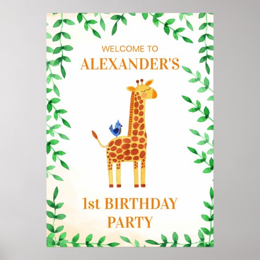 1e verjaardag van de Giraffe van de Stomme van de  Poster (Voorkant)