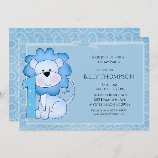 1e verjaardag van de uitnodiging van de Lion Party (Voorkant / Achterkant)