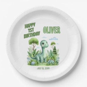 1e verjaardag van Dinosaur Baby Papieren Bordje