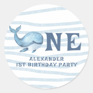 1e verjaardag van een walvis onder het Zee Ronde Sticker