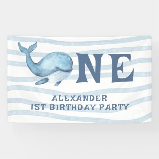 1e verjaardag van een walvis onder het Zee Spandoek (Horizontaal)