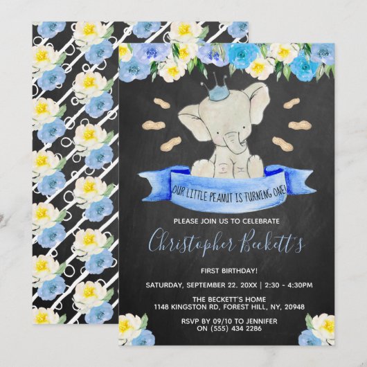 1e verjaardag van Little Peanut Boys Kaart (Voorkant / Achterkant)