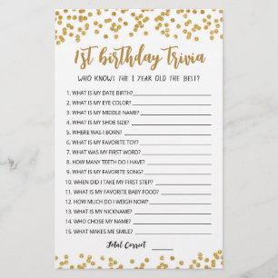 1e verjaardag van Trivia editable game