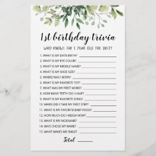 1e verjaardag van Trivia editable game