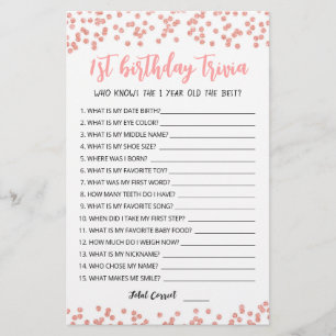 1e verjaardag van Trivia editable game