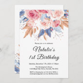 1e verjaardag Waterverf botanische bloemen Kaart (Voorkant / Achterkant)