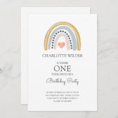 1e verjaardag Waterverf regenbooguitnodiging Kaart (Voorkant / Achterkant)