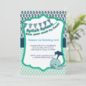 1e verjaardag Whale uitnodiging (Staand voorkant)