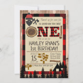 1e verjaardag Wild One Flannel Lumberjack Theme Kaart (Voorkant)