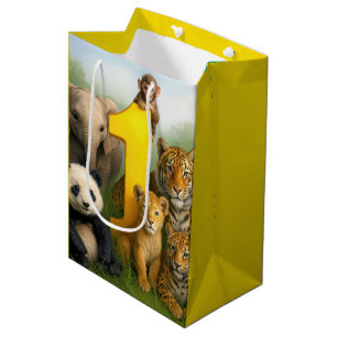 1e verjaardag Wilde Dieren Baby's Medium Cadeauzakje