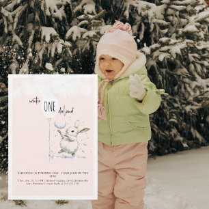 1e verjaardag Winter Wonderland Blush verjaardag Kaart