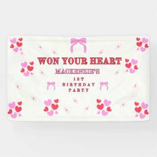 1E VERJAARDAG WON UW ROZE RODE HART MEISJES VINYL SPANDOEK