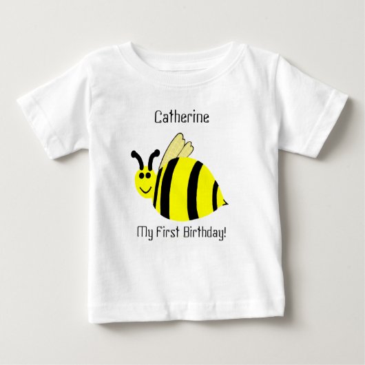 1e Verjaardag Yellow Bumble Bee Kinderen Shirt (Voorkant)