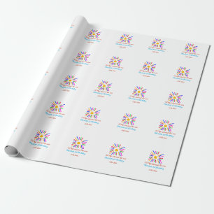 1e Verjaardag zon reis voeg naam kleurrijke zon da Cadeaupapier