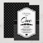 1e verjaardag zwart wit feest kaart (Voorkant / Achterkant)