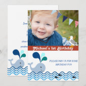 1e verjaardagsfeest, nautische uitnodiging (Voorkant / Achterkant)