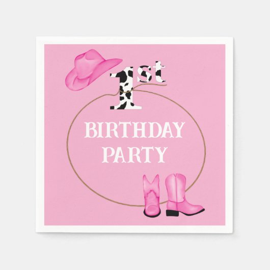 1e verjaardagsfeest of aangepaste tekst servet (Voorkant)