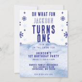 1e Verjaardagsfeest Winter Sneeuw Kerstmis Kaart (Voorkant)