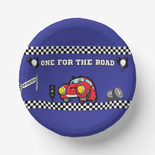 1E VERJAARDAGSFEESTJE BLAUWE RACECAR PRINT PAPIEREN KOMMEN