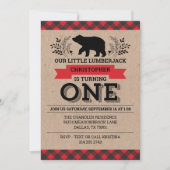 1e verjaardagsfeestje Buffalo Plaid Lumberjack Kaart (Voorkant)