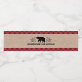 1e verjaardagsfeestje Buffalo Plaid Lumberjack Waterfles Etiket (Enkel label)