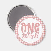 1e verjaardagsfeestje Leuke Pastel Roze Onederful Magneet (Voorkant / Achterkant)