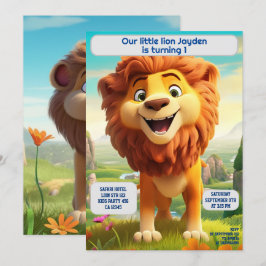 1e Verjaardagsleeuw Gepersonaliseerde naam Leeftij Kaart
