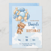 1e Verjaardagsuitnodiging, baby shower uitnodiging (Voorkant / Achterkant)