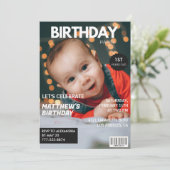 1e verjaardagsuitnodiging voor hem Magazine Hoesje Kaart (Staand voorkant)