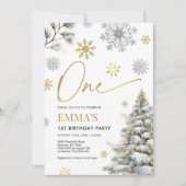 1e verjaardagsuitnodiging, Winter Eén Verjaardag Kaart (Voorkant)