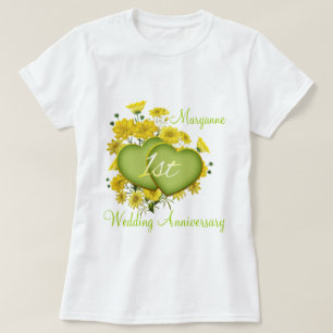 1e Wedding Jubileum Party Wildflower Hearts T-shirt