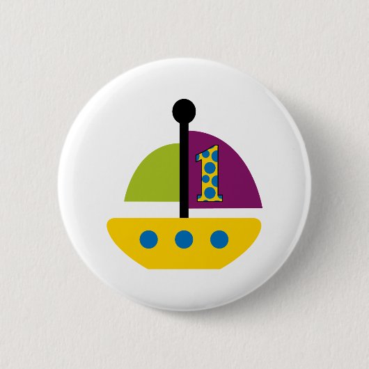 1e zeilboot ronde button 5,7 cm (Voorkant)