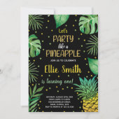 1e Zwarte Groene Ananas Uitnodigingen (Voorkant)