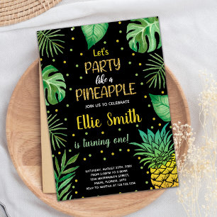 1e Zwarte Groene Ananas Uitnodigingen