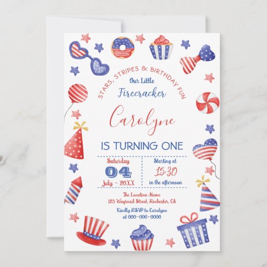 1er anniversaire 4 juillet Invitation (Devant)