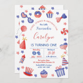 1er anniversaire 4 juillet Invitation (Devant / Derrière)
