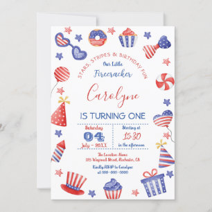 1er anniversaire 4 juillet Invitation