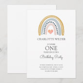 1er anniversaire aquarelle Rainbow Invitation (Devant / Derrière)