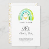 1er anniversaire aquarelle Rainbow Invitation (Devant / Derrière)