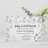 1er anniversaire Baby It's Cold Outside Invitation (Debout devant)