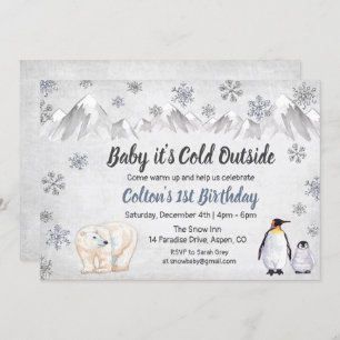1er anniversaire Baby It's Cold Outside Invitation