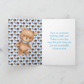 1er anniversaire bleu ballon en peluche carte garç (Intérieur)