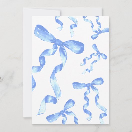 1er anniversaire Bleu Bow Invitation (Dos)