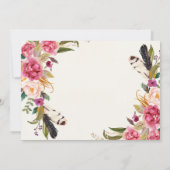 1ER anniversaire boho Feather PREMIÈRE Invitation  (Dos)